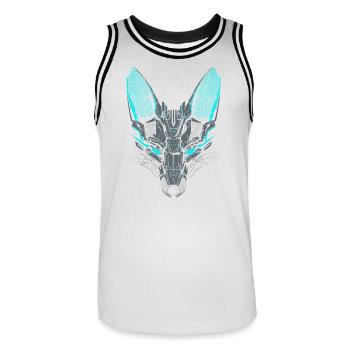 Mecha-Fuchs - Männer Basketball-Trikot - Weiß/Schwarz - Vorne - AI Model Male 185 dark (185cm)