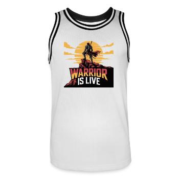 Warrior On Cliff Sunset - Men's Basketball Jersey - white/black - Front - AI Model Male 185 dark (185cm)