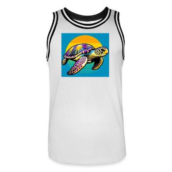 turtle - Men's Basketball Jersey - white/black - Front - AI Model Male 185 dark (185cm)
