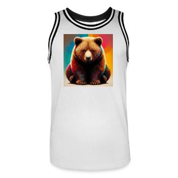 Bär - Männer Basketball-Trikot - Weiß/Schwarz - Vorne - AI Model Male 185 dark (185cm)