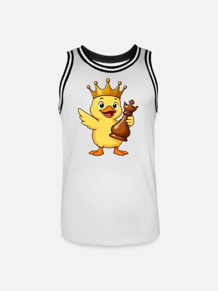 Funny Duck Chess Player King Queen Cartoon - Men's Basketball Jersey - white/black