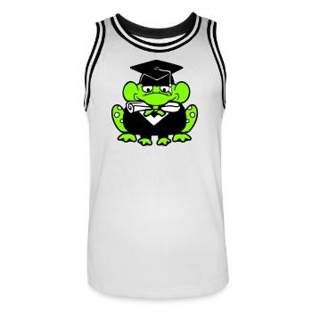 Frosch Schulabschluss Abitur bestanden College süß - Männer Basketball-Trikot - Weiß/Schwarz - Vorne - AI Model Male 185 dark (185cm)