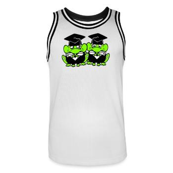 2 Frösche Schulabschluss Abitur bestanden College - Männer Basketball-Trikot - Weiß/Schwarz - Vorne - AI Model Male 185 dark (185cm)