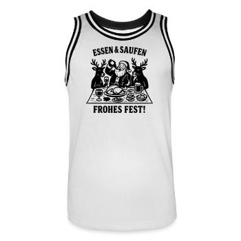 Weihnachten Gelage Essen und Saufen Santa Claus - Männer Basketball-Trikot - Weiß/Schwarz - Vorne - AI Model Male 185 dark (185cm)