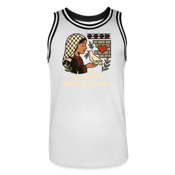 Paix pour la Palestine - Maillot de basket Homme - blanc/noir - Devant - AI Model Male 185 dark (185cm)