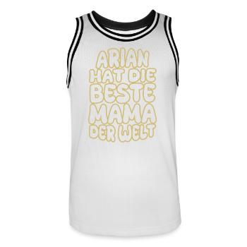 Arian - Men's Basketball Jersey - white/black - Front - AI Model Male 185 dark (185cm)