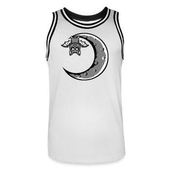 Mignon Chauve-souris croissant de lune suspendu Nuit d’Halloween - Maillot de basket Homme - blanc/noir - Devant - AI Model Male 185 dark (185cm)
