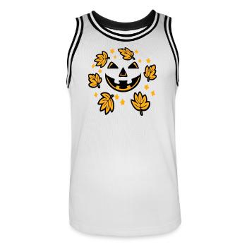Pumpkin Face Autumn Leaves Stars Creepy Smile - Men's Basketball Jersey - white/black - Front - AI Model Male 185 dark (185cm)