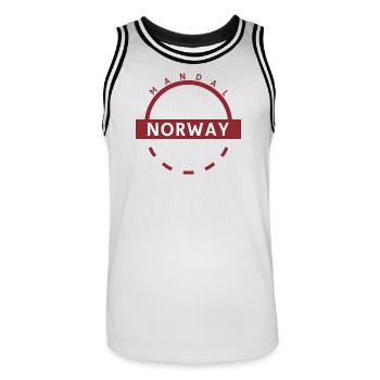 Mandal Norway's Rundt brand - Men's Basketball Jersey - white/black - Front - AI Model Male 185 dark (185cm)