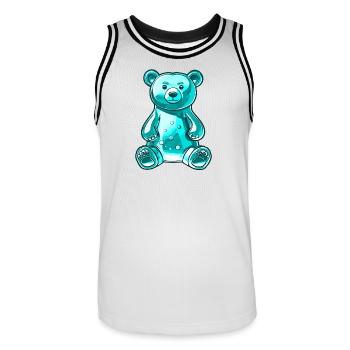 Gummibär Türkis - Männer Basketball-Trikot - Weiß/Schwarz - Vorne - AI Model Male 185 dark (185cm)