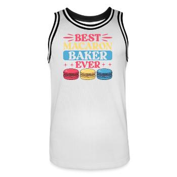 Macaron Desserts Français - Maillot de basket Homme - blanc/noir - Devant - AI Model Male 185 dark (185cm)