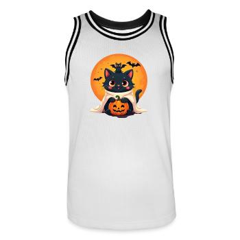 Halloween Cat with Halloween Pumpkin - Men's Basketball Jersey - white/black - Front - AI Model Male 185 dark (185cm)