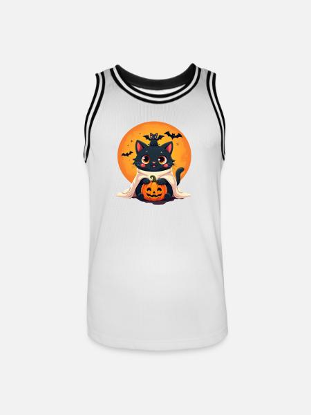 Halloween Cat with Halloween Pumpkin - Men's Basketball Jersey - white/black