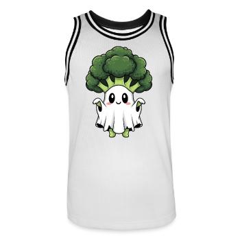 Cute Halloween Broccoli Ghost Ghost Costume - Men's Basketball Jersey - white/black - Front - AI Model Male 185 dark (185cm)