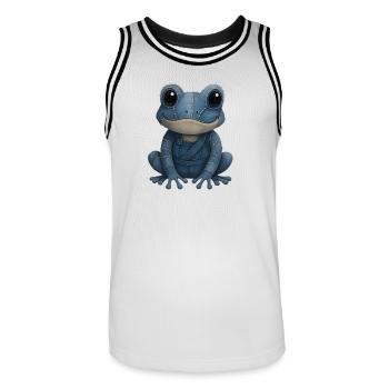 Denim Patchwork Frosch - Männer Basketball-Trikot - Weiß/Schwarz - Vorne - AI Model Male 185 dark (185cm)