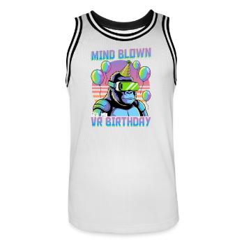Birthday Gamer VR - Men's Basketball Jersey - white/black - Front - AI Model Male 185 dark (185cm)