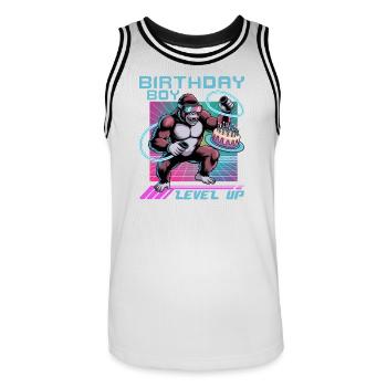 Anniversaire Gamer VR - Maillot de basket Homme - blanc/noir - Devant - AI Model Male 185 dark (185cm)