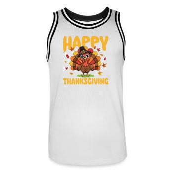 Happy Thanksgiving Autumn Harvest Blend - Men's Basketball Jersey - white/black - Front - AI Model Male 185 dark (185cm)