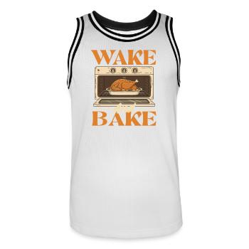 Wake And Bake Drôle Style d’automne de Thanksgiving - Maillot de basket Homme - blanc/noir - Devant - AI Model Male 185 dark (185cm)