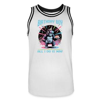 Birthday Gamer VR - Men's Basketball Jersey - white/black - Front - AI Model Male 185 dark (185cm)
