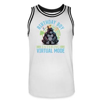 Birthday Gamer VR - Men's Basketball Jersey - white/black - Front - AI Model Male 185 dark (185cm)