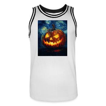 Kürbis Halloween Van Gogh Style Starry Night - Männer Basketball-Trikot - Weiß/Schwarz - Vorne - AI Model Male 185 dark (185cm)
