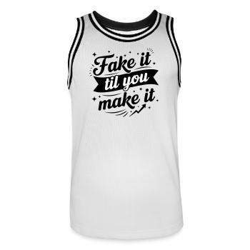 Fake It Til You Make It - Success Confidence Minds - Maillot de basket Homme - blanc/noir - Devant - AI Model Male 185 dark (185cm)