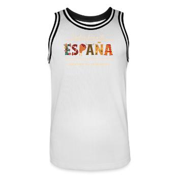 Spain, Land of Harmony - I fell in love - Men's Basketball Jersey - white/black - Front - AI Model Male 185 dark (185cm)
