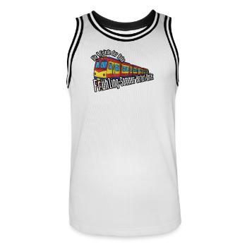 Railway colours seasons, year-round delay - Men's Basketball Jersey - white/black - Front - AI Model Male 185 dark (185cm)