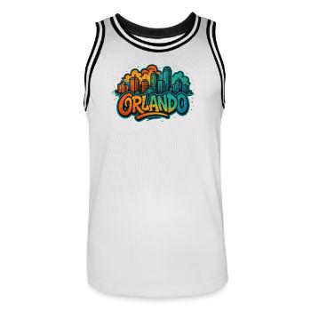 Orlando Graffiti Skyline - Men's Basketball Jersey - white/black - Front - AI Model Male 185 dark (185cm)