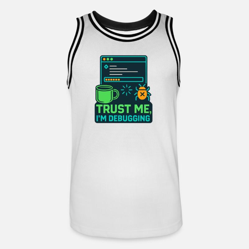 Funny IT Design – Trust me, I'm debugging - Men's Basketball Jersey - white/black