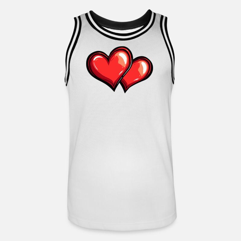 Simbolo d'amore dei cuori - Maglia da basket per uomo - bianco/nero