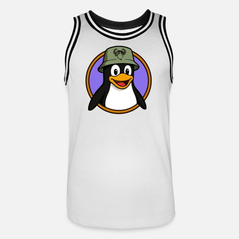 Tux Linux + GNU Hat - Maillot de basket Homme - blanc/noir