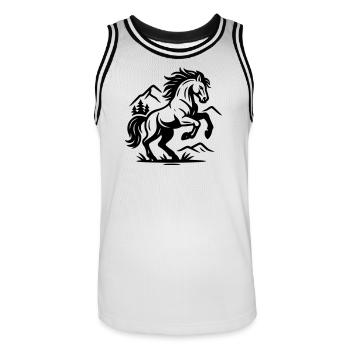 Pferd - Männer Basketball-Trikot - Weiß/Schwarz - Vorne - AI Model Male 185 dark (185cm)