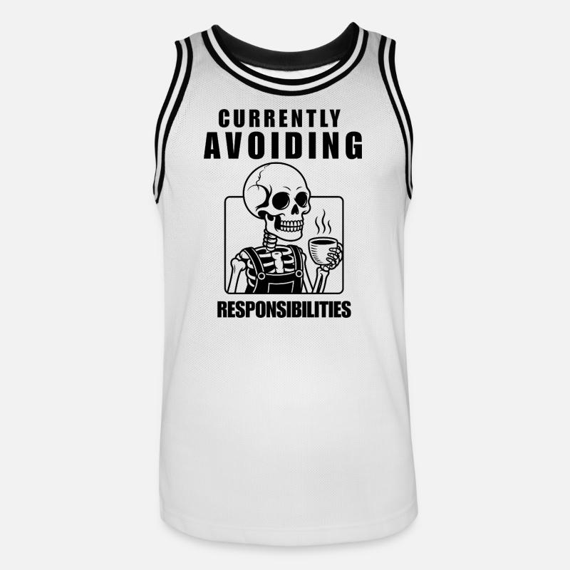 Currently Avoiding Responsibilities Skeleton - Männer Basketball-Trikot - Weiß/Schwarz