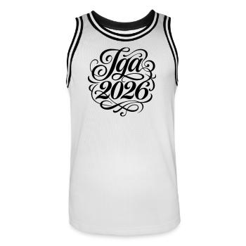 Jga 2026 Bachelor Party - Men's Basketball Jersey - white/black - Front - AI Model Male 185 dark (185cm)