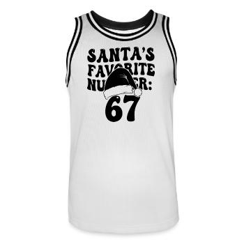 Santa's Favorite Number 67 - Männer Basketball-Trikot - Weiß/Schwarz - Vorne - AI Model Male 185 dark (185cm)