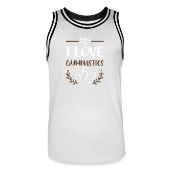 Ich liebe Gymnastik Herzdesign - Männer Basketball-Trikot - Weiß/Schwarz - Vorne - AI Model Male 185 dark (185cm)
