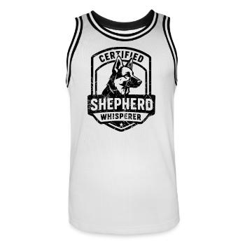 Schäferhund Shirt für Züchter und Hundefans - Männer Basketball-Trikot - Weiß/Schwarz - Vorne - AI Model Male 185 dark (185cm)