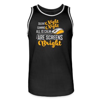 Silent Night Gaming Night All Calm Screens Bright - Männer Basketball-Trikot - Schwarz/Weiß - Vorne - AI Model Male 185 dark (185cm)