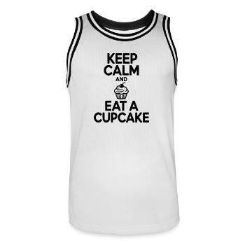 Restez calme et mangez un cupcake - Maillot de basket Homme - blanc/noir - Devant - AI Model Male 185 dark (185cm)