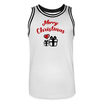 Merry Christmas - Men's Basketball Jersey - white/black - Front - AI Model Male 185 dark (185cm)