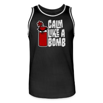 Calme comme une bombe Paradoxe Ironie Humour Blague explosive - Maillot de basket Homme - noir/blanc - Devant - AI Model Male 185 dark (185cm)