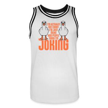 Möwe Mittelfinger Not Funny Mean People Think Joke - Männer Basketball-Trikot - Weiß/Schwarz - Vorne - AI Model Male 185 dark (185cm)