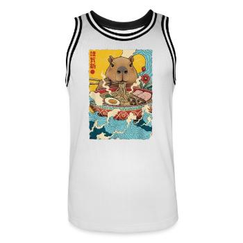 Capybara Eats Ramen Noodles - Men's Basketball Jersey - white/black - Front - AI Model Male 185 dark (185cm)