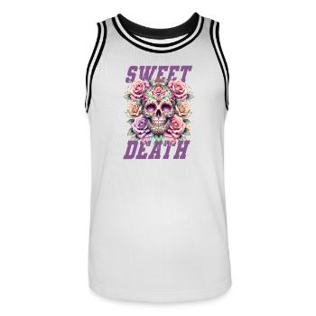 Flowers Skull Beauty Bloom - Men's Basketball Jersey - white/black - Front - AI Model Male 185 dark (185cm)