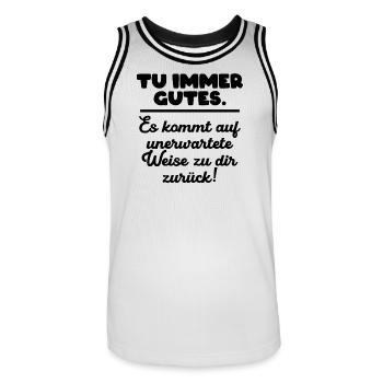 Tu immer gutes. - Männer Basketball-Trikot - Weiß/Schwarz - Vorne - AI Model Male 185 dark (185cm)