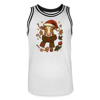 Cow at Christmas - Men's Basketball Jersey - white/black - Front - AI Model Male 185 dark (185cm)