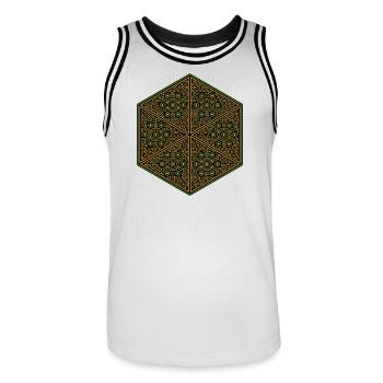 Hexagone Mandala Goa Psytrance Méditation Yoga Aum - Maillot de basket Homme - blanc/noir - Devant - AI Model Male 185 dark (185cm)