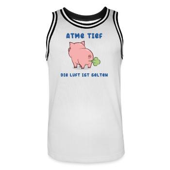 ATME TIEF - Die Luft ist selten - Männer Basketball-Trikot - Weiß/Schwarz - Vorne - AI Model Male 185 dark (185cm)